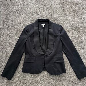 LOFT Black Satin Lapel Tailored Blazer